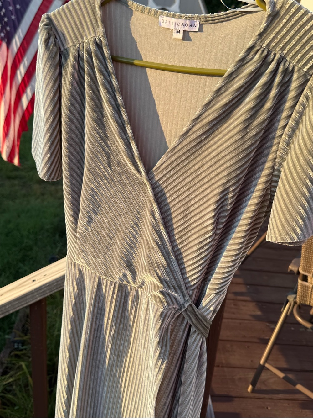 Baltic Born Andi Ribbed Velvet Wrap Dress in Dusty Sage - Picture 5 of 11